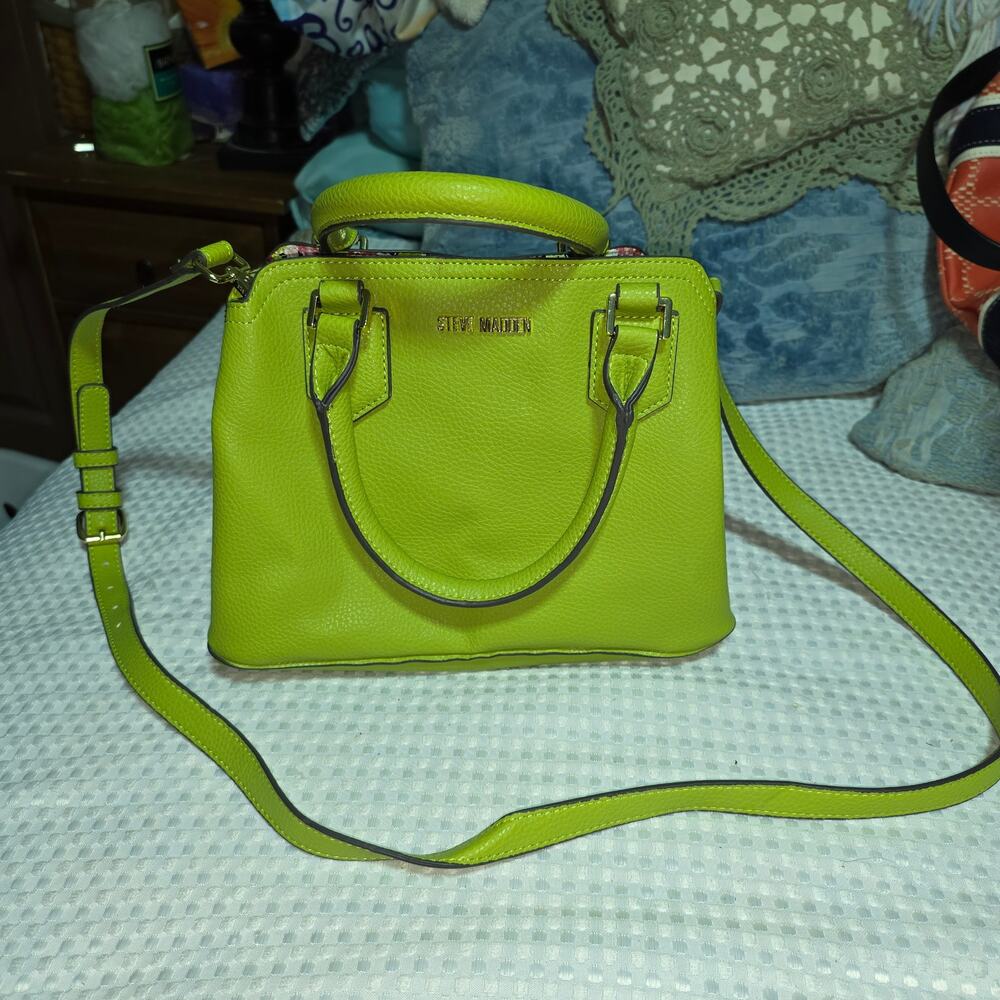 Steve Madden Bright Lime Green Leather Shoulder Satchel